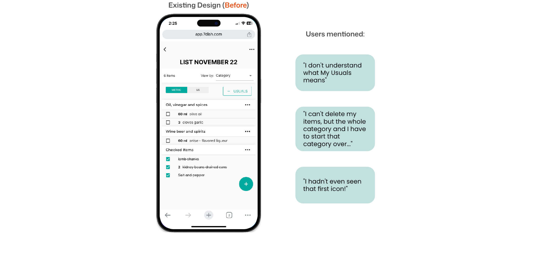Core Task #3 shopping list redesign — testing and iteration artifacts