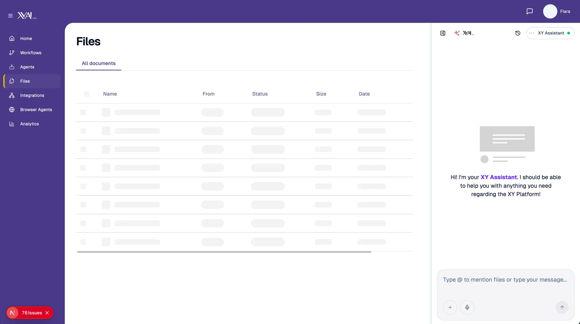 XY platform concept showing a chat-first assistant beside the product workspace